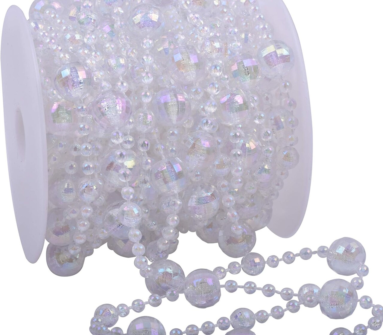 33 Feet Clear AB Crystal Beads Chain Trim by The Roll for DIY,Wedding,Party Decoration(Colorful)